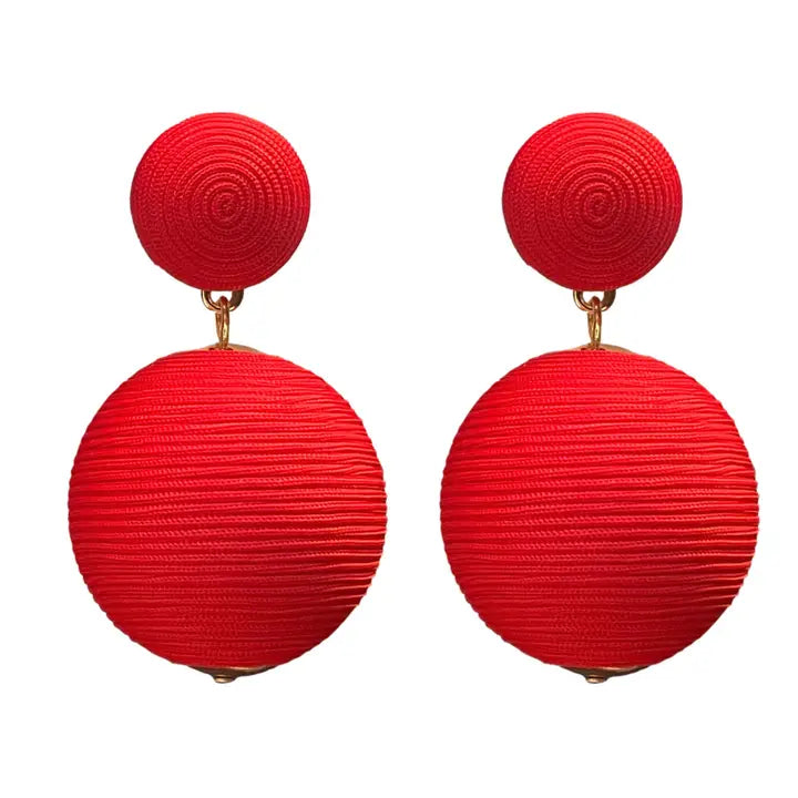 Red Pom Pom Earrings