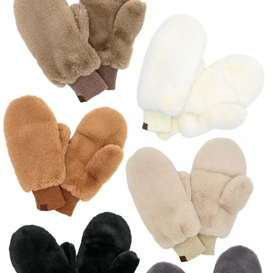 Faux Fur Mittens with Shepherd Lining