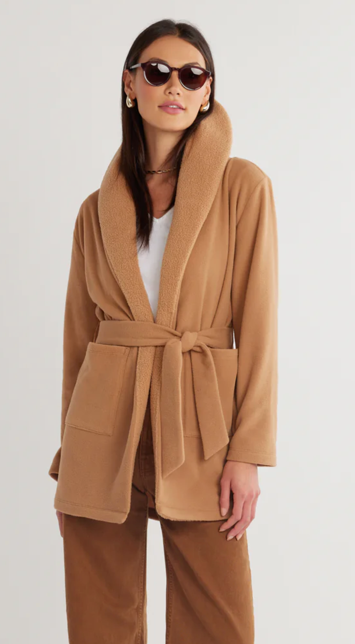 Cassidy Cardigan - Camel Vello Fleece