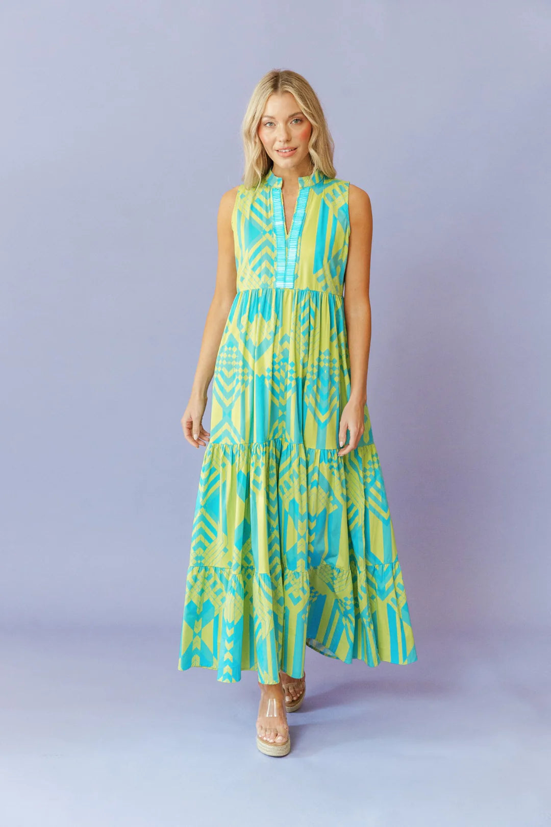 Tessa Dress - Kiwi Geo Diamond Extra-Small Tessa Dress - Kiwi Geo Diamond Extra-Small