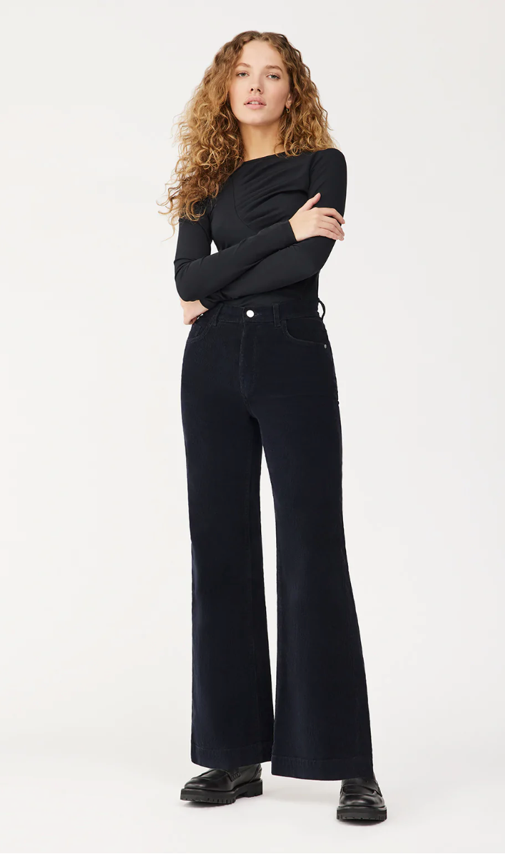 Corduroy Hepburn Wide Leg High Rise Vintage 31" - Midnight Blue