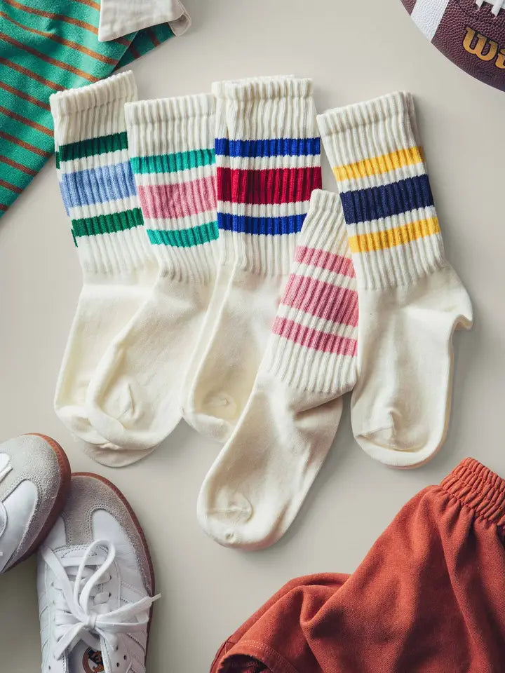 Varsity Stripe Ribbed Crew Socks
