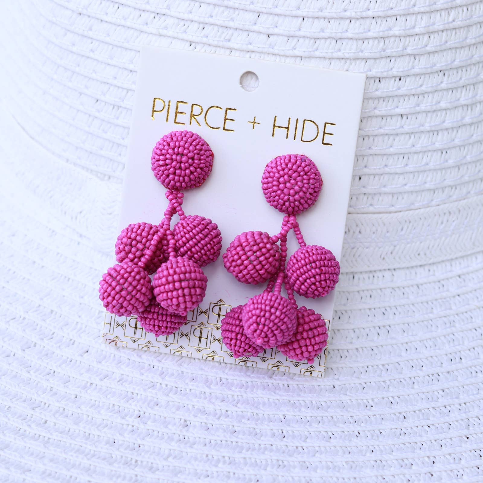 Fuchsia Beaded Bauble Drop Earring