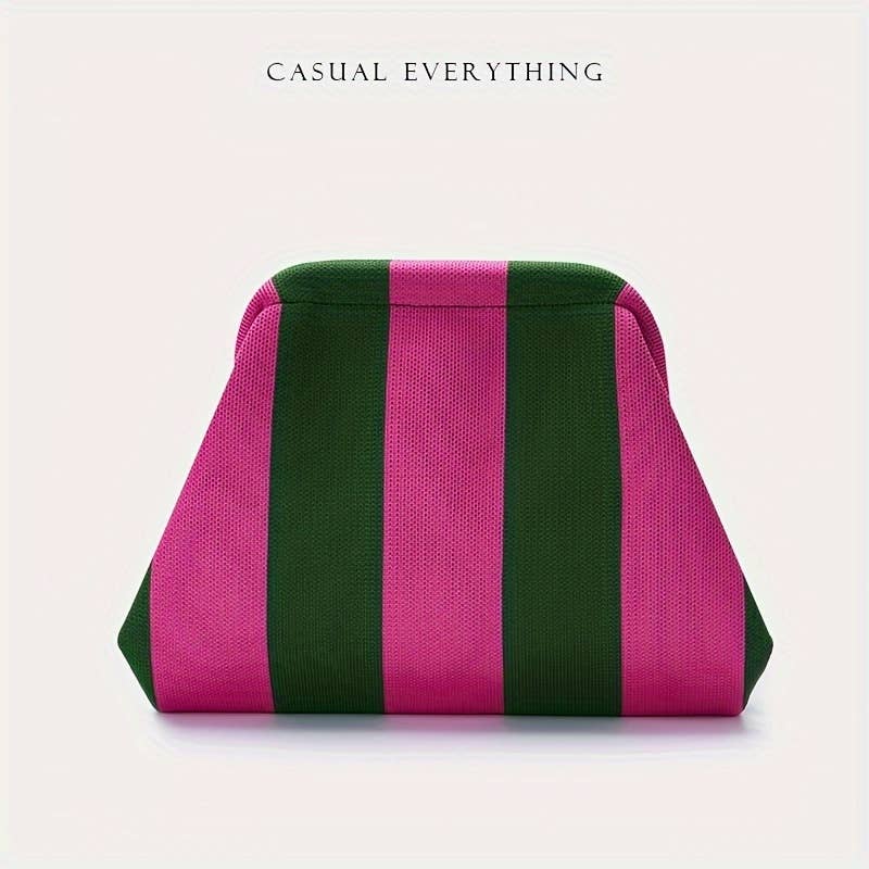 Compact Urban Chic Stripe Clutch Pouch