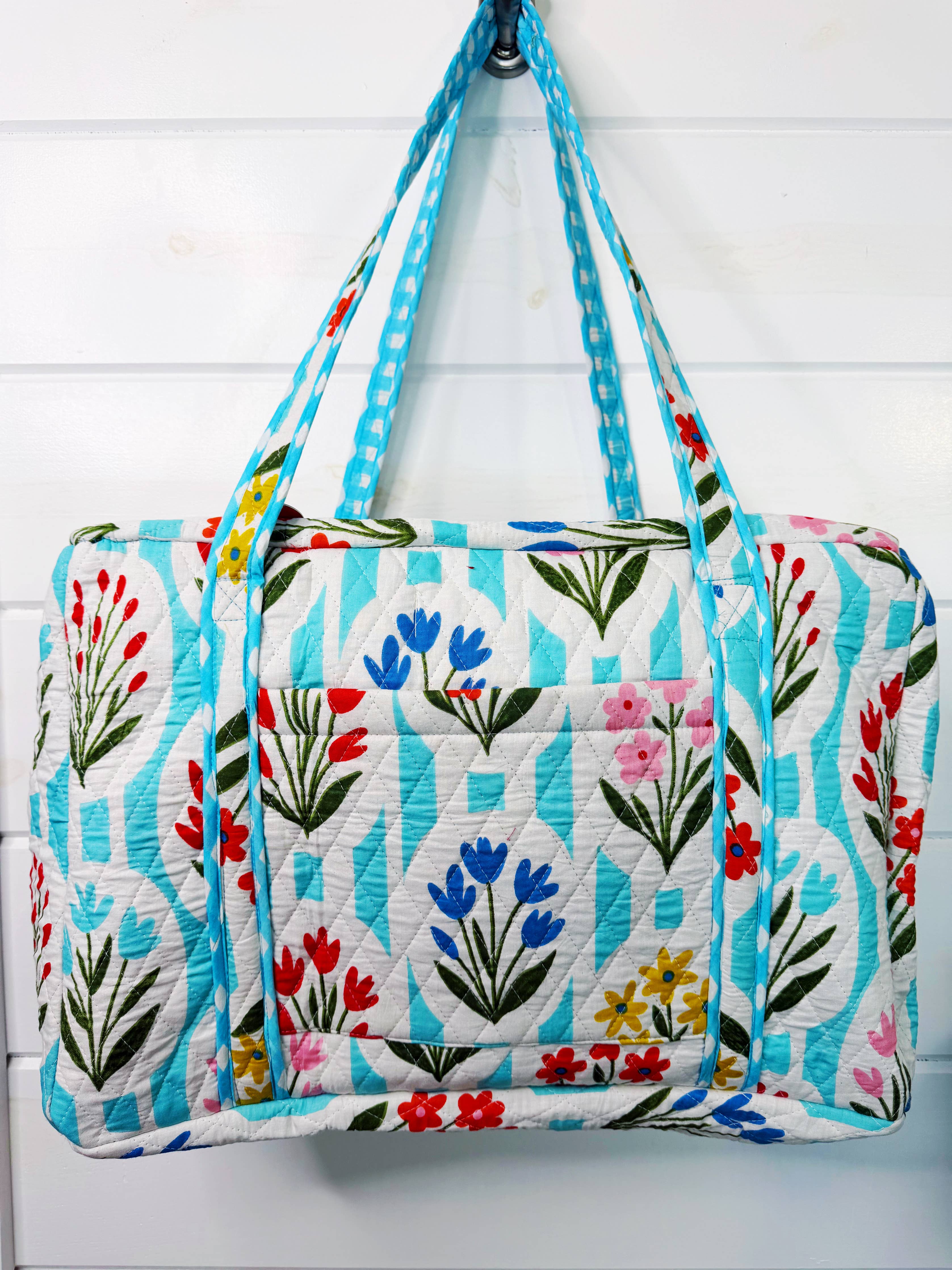 Aqua Garden Party Weekender Bag