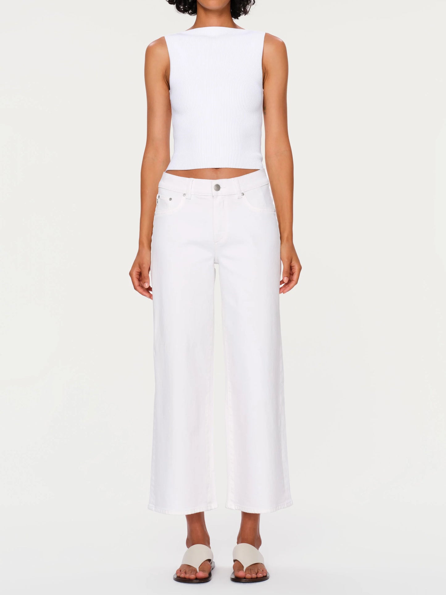 Hepburn Wide Leg Ankle in White