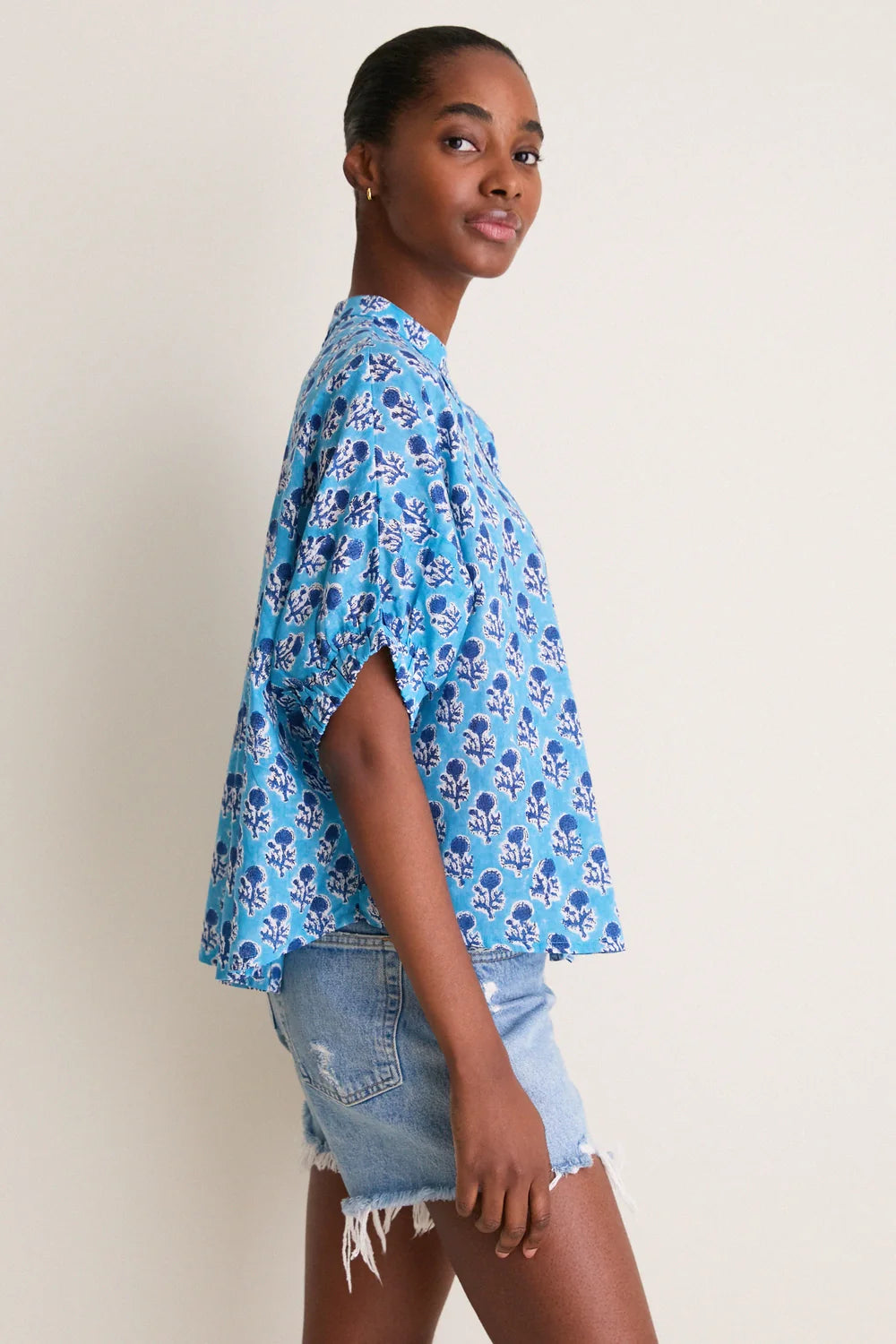 Mandarin Collar Top- Little Marigolds