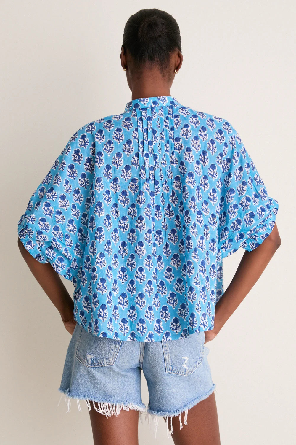 Mandarin Collar Top- Little Marigolds