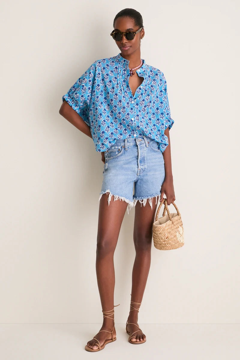 Mandarin Collar Top- Little Marigolds