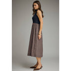 Navy & Chocolate Mock Neck Sleeveless Midi Dress