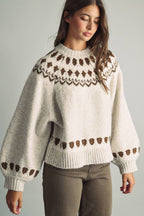 T7557   CLASSIC NORDIC FAIR ISLE ROUND-YOKE SWEATER