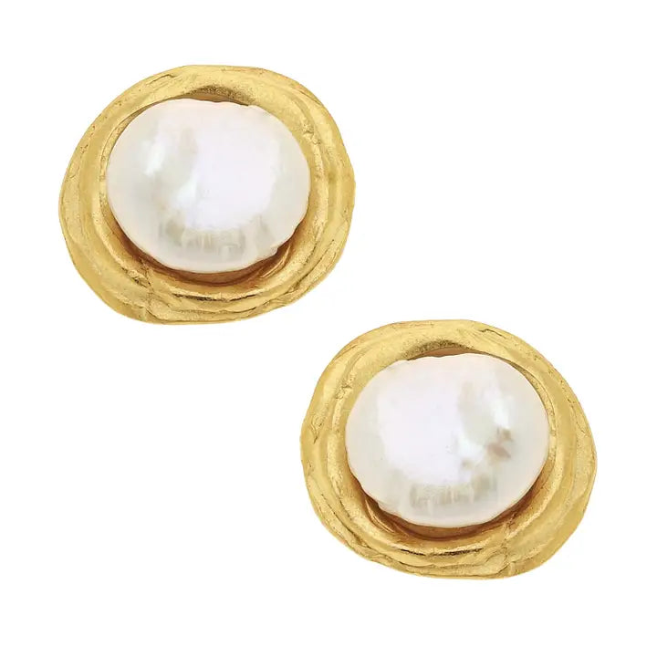 Gold Pearl Earrings
