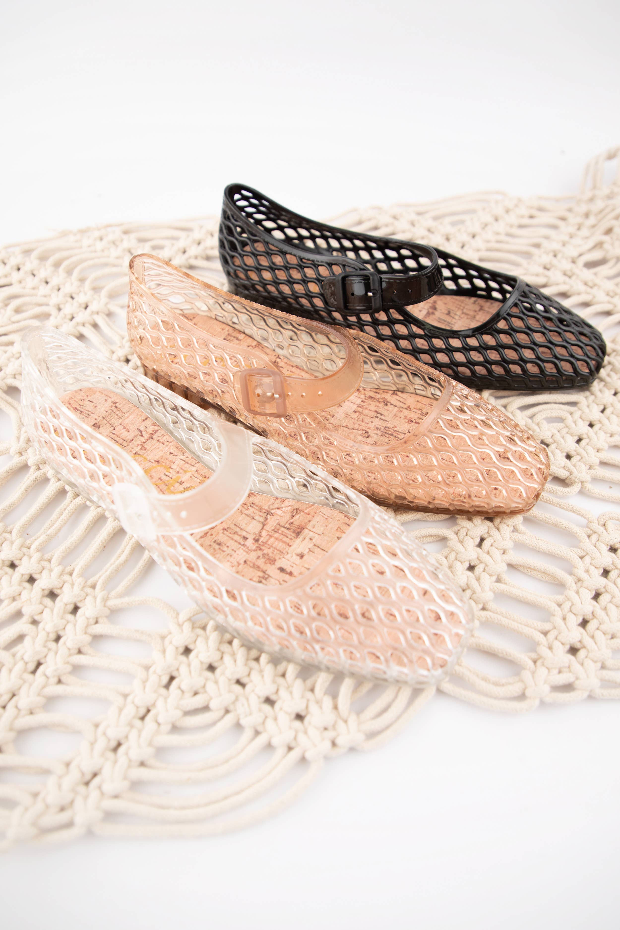 Woven Jelly Mary Jane Flats