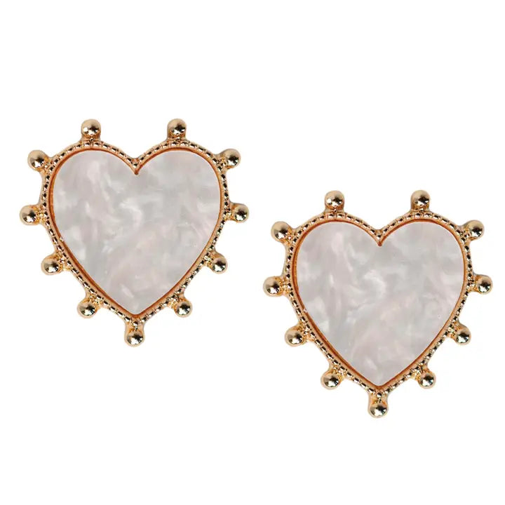 Gold Studded Valentines Heart Earrings