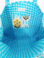 Aqua Garden Party Quilted Tote Bag