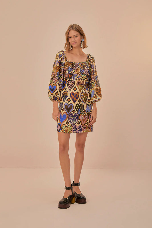 Hearts Ikat  Mini Dress