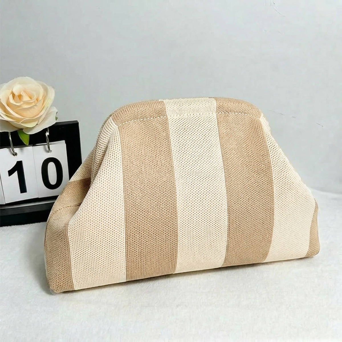 Compact Urban Chic Stripe Clutch Pouch