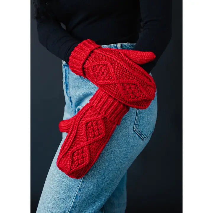 Red Cable Mittens