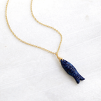 Gemstone Fish Pendant Necklace