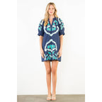 Puff Sleeve Embroidery V-Neck Dress