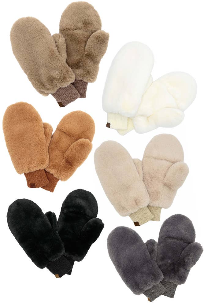 Faux Fur Mittens with Shepherd Lining