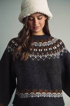 T7557   CLASSIC NORDIC FAIR ISLE ROUND-YOKE SWEATER
