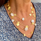 Multi-Strand Coin & Flat Pearl Statement Necklace
