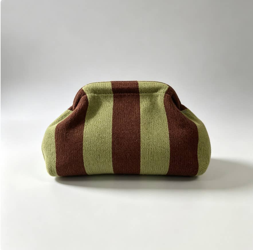 Compact Urban Chic Stripe Clutch Pouch