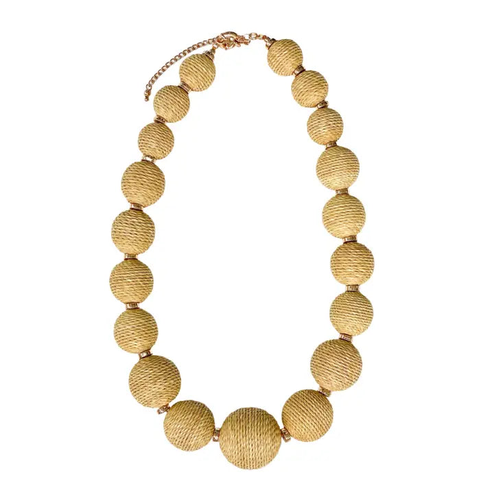 Genevieve Raffia Necklace in Linen