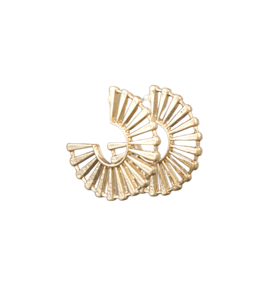 Gold Fan Hoop Earrings
