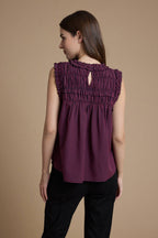 Smocked Ruffle Gingham Sleeveless Top