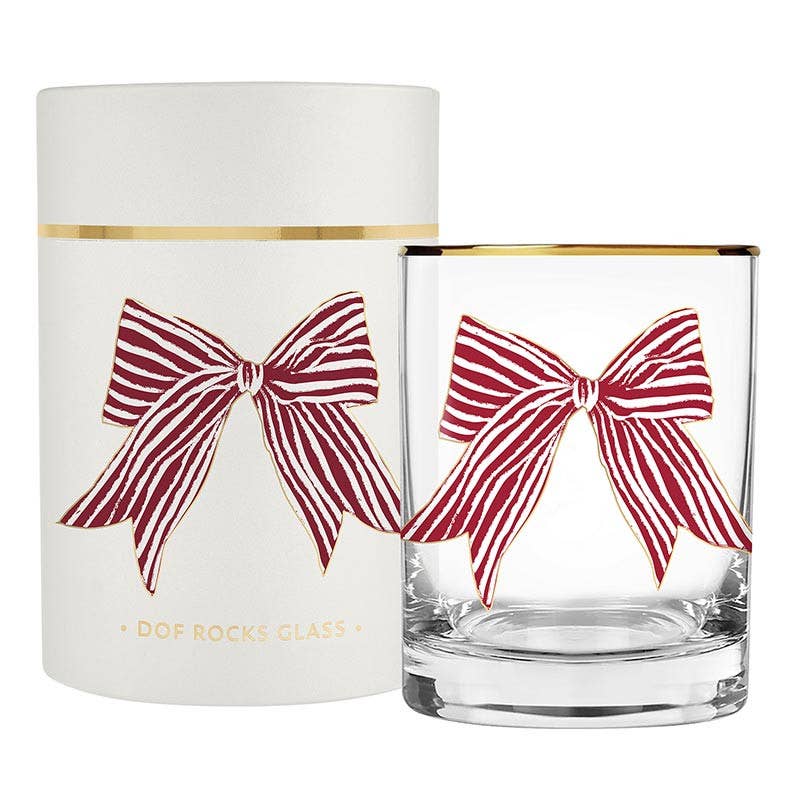 Red Striped Bow Cocktail Glass