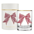 Red Striped Bow Cocktail Glass