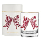 Red Striped Bow Cocktail Glass
