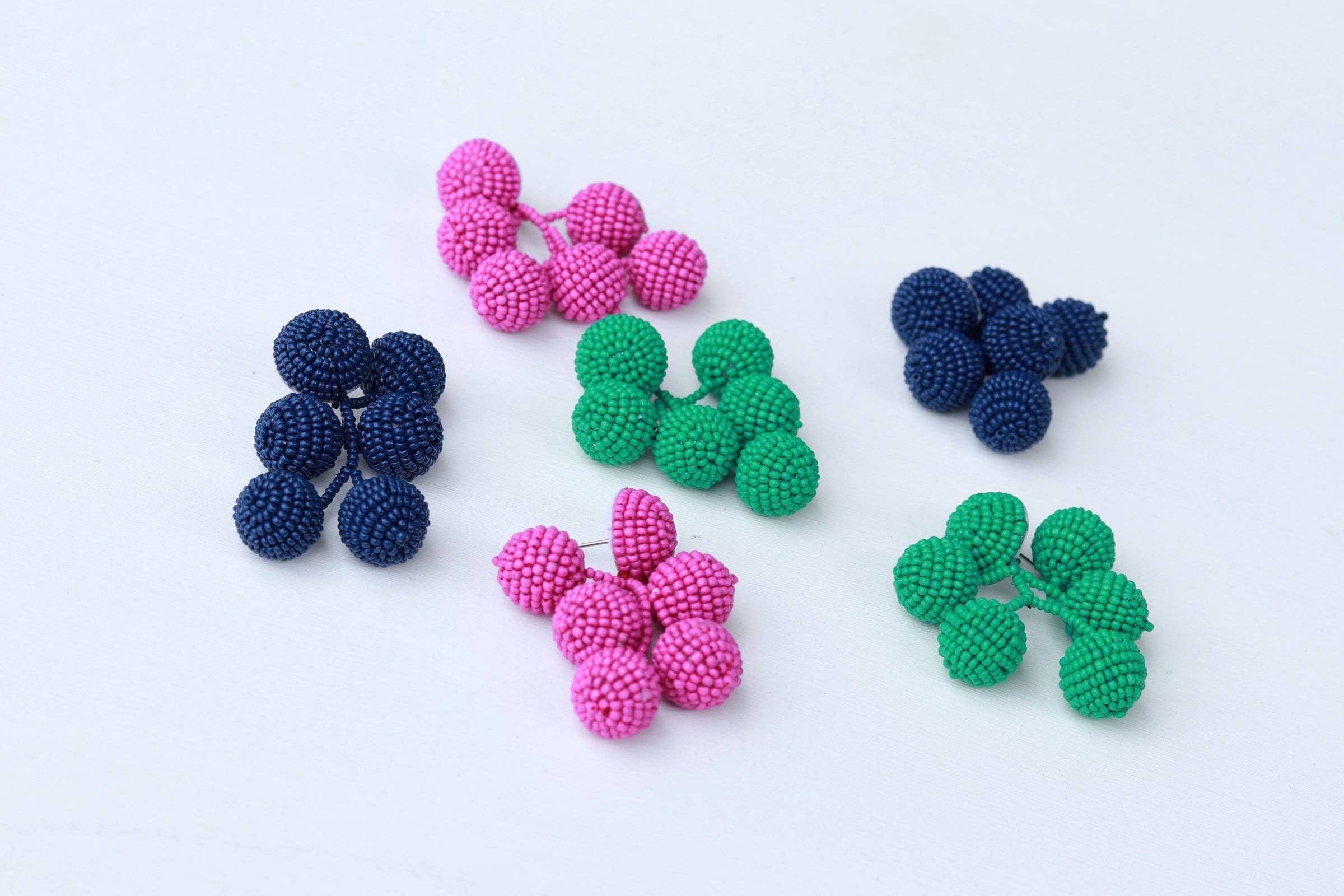 Fuchsia Beaded Bauble Drop Earring