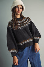 T7557   CLASSIC NORDIC FAIR ISLE ROUND-YOKE SWEATER