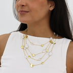 Multi-Strand Coin & Flat Pearl Statement Necklace