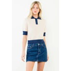 Waffle Knit Polo Top