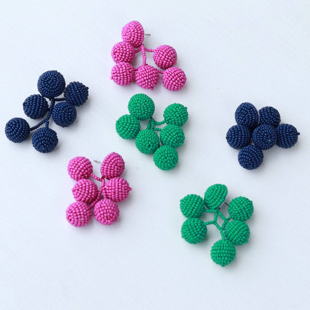 Fuchsia Beaded Bauble Drop Earring