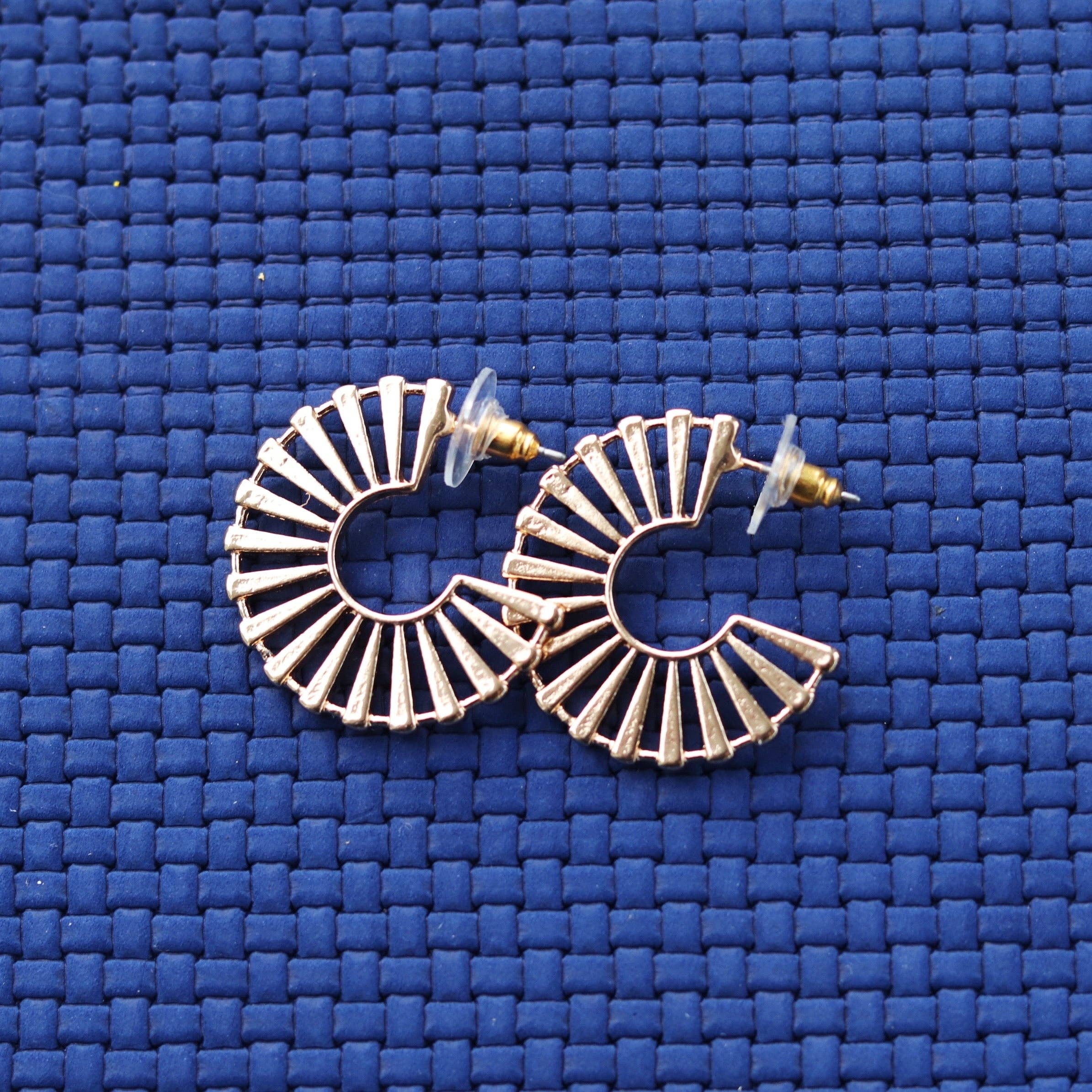 Gold Fan Hoop Earrings