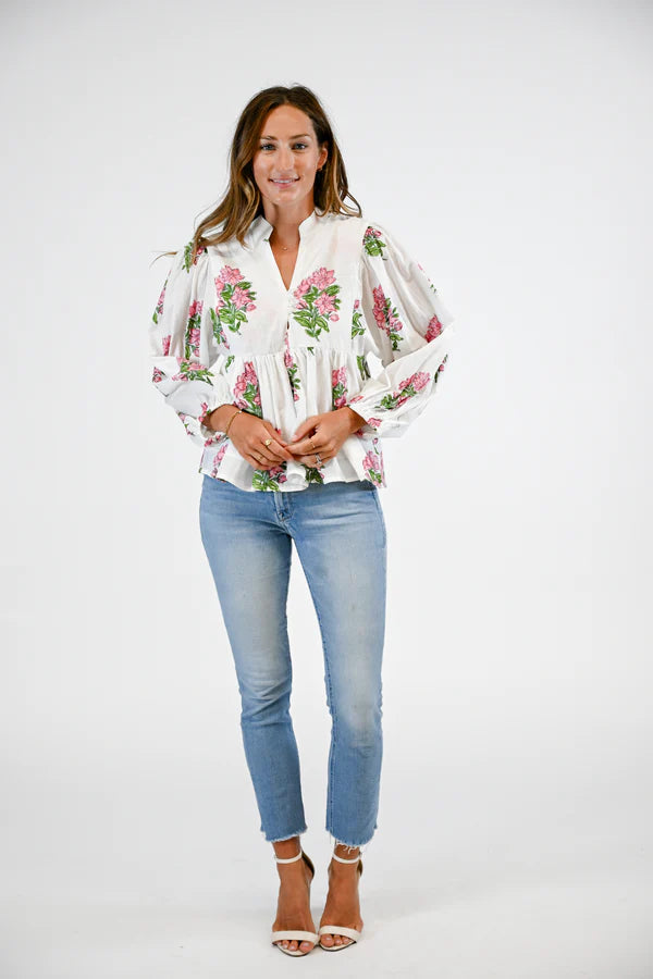 Bluffton Blouse- Pink Hydrangea