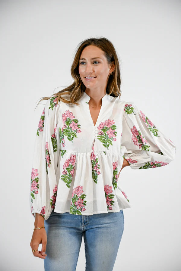 Bluffton Blouse- Pink Hydrangea