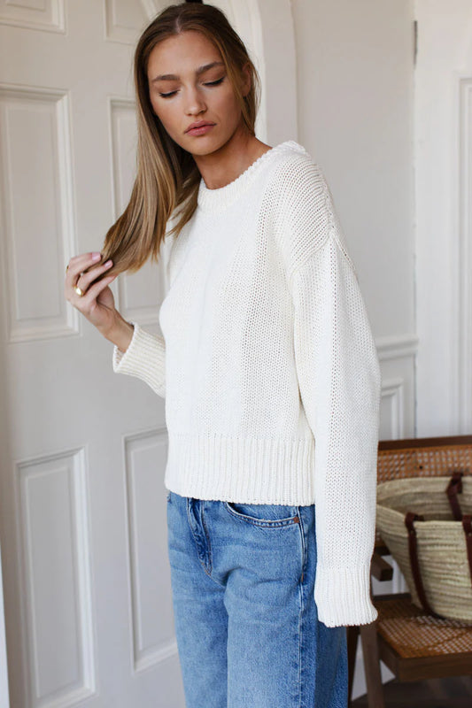 Cozy Cotton Sweater- Ivory