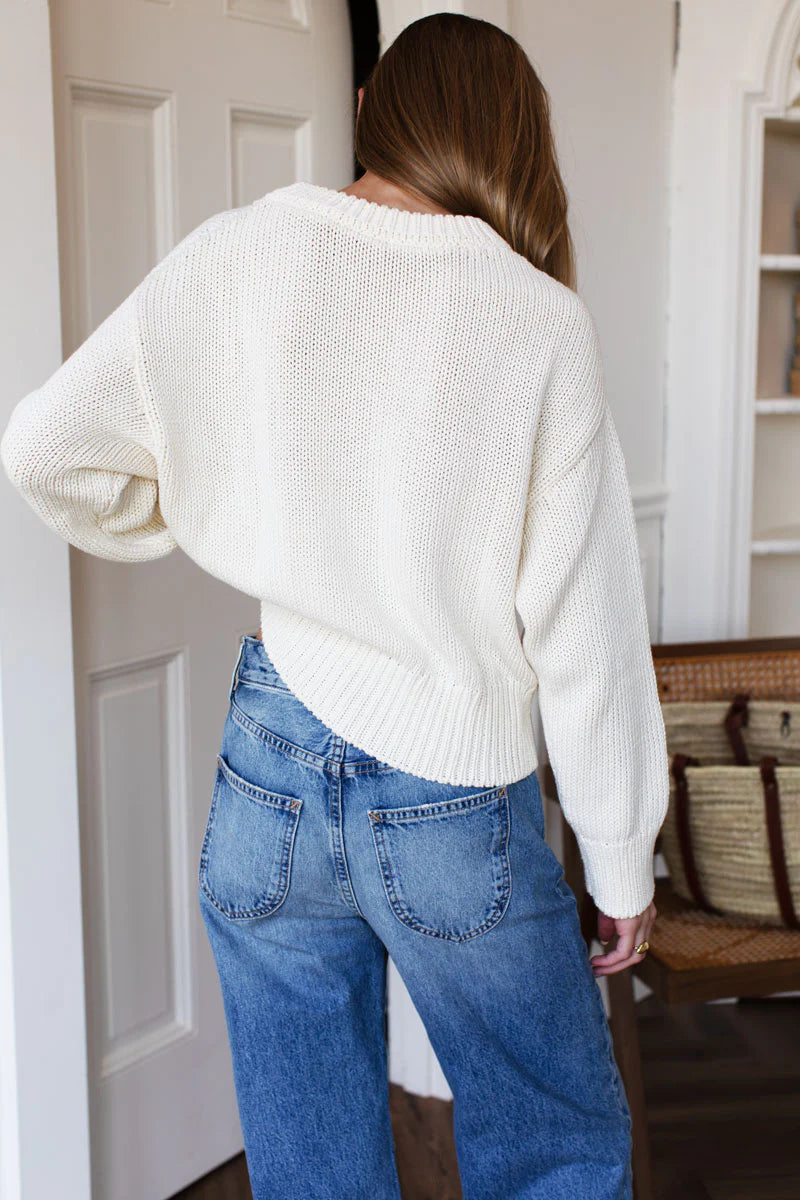 Cozy Cotton Sweater- Ivory