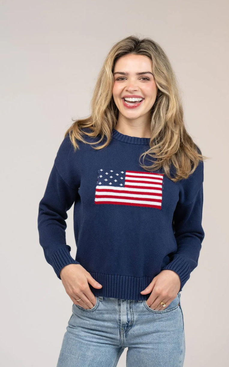 American Flag Sweater Navy