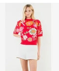 Short Sleeve Floral Knit Top