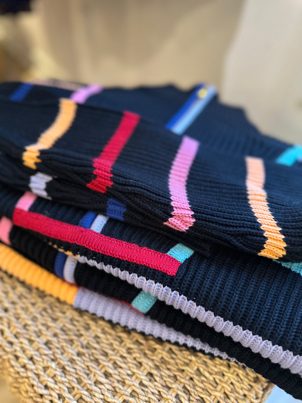 Conner 1/2 Zip Mock Neck Striped Sweater