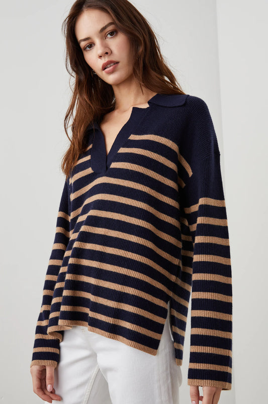 Harris Sweater - Camel/Navy