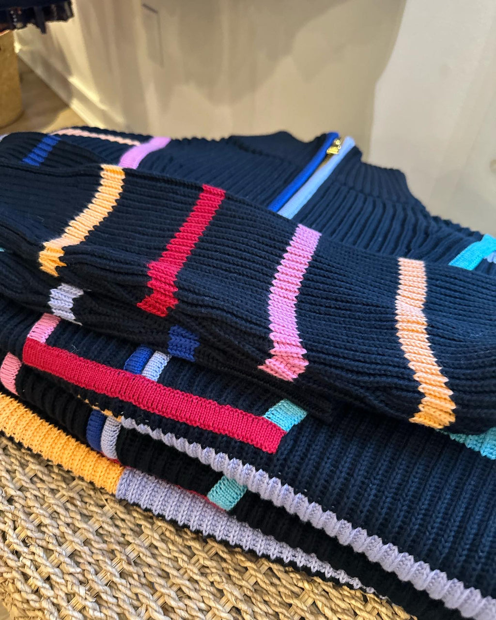 Conner 1/2 Zip Mock Neck Striped Sweater