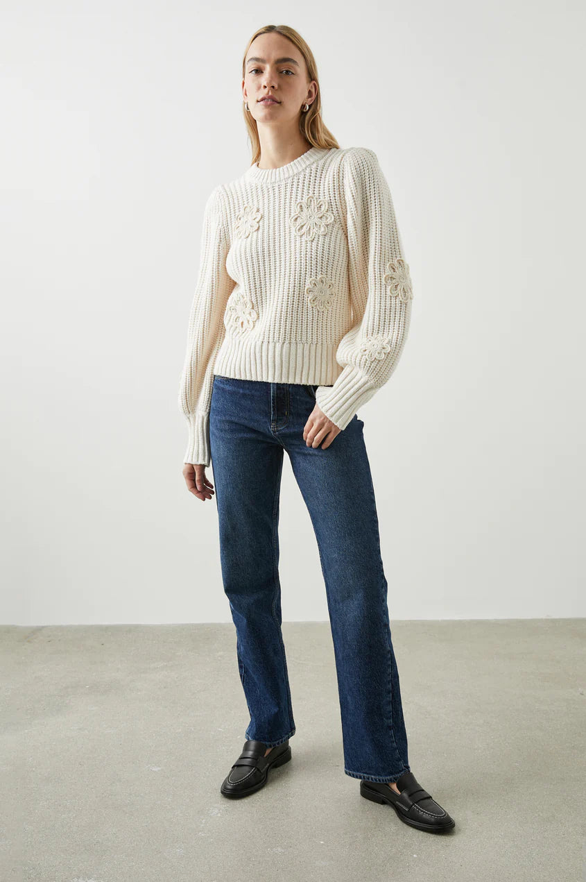 The Romy Sweater- Ivory Crochet